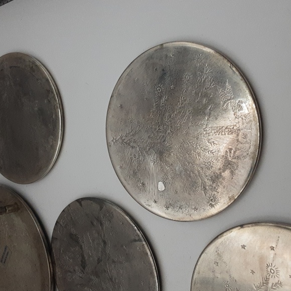 Vintage Silver Plated Christmas Tree "Noel" 6 Coaster Set & Stand - Picture 8 of 8